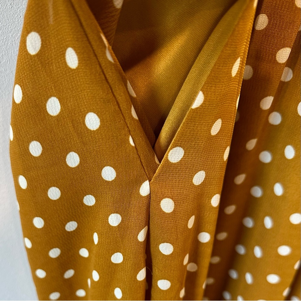 BRAND NEW ~ Mustard & White Polka Dot Maternity Midi Length Dress ~ NWOT - Picture 9 of 11